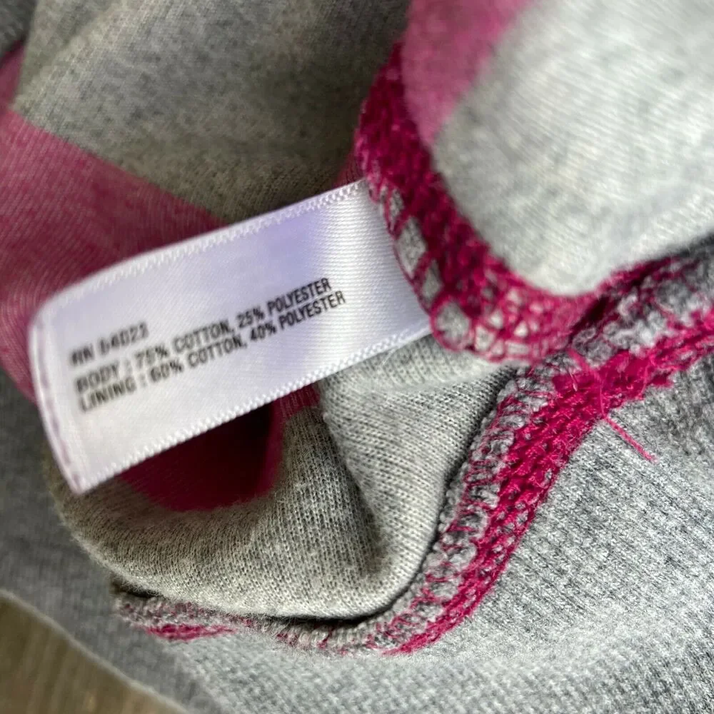 Gap Girls Hoodie Size XL 12 Hot‎ Pink Gray Velour Striped Kangaroo Pocket